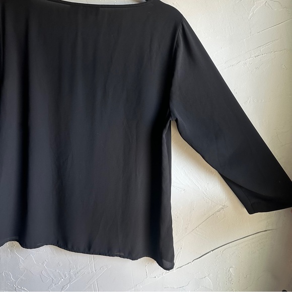 Ann Taylor LOFT Black Sheer‎ Flowy Blouse Sz M Minimalist Elevated Basic Goth - Picture 3 of 9